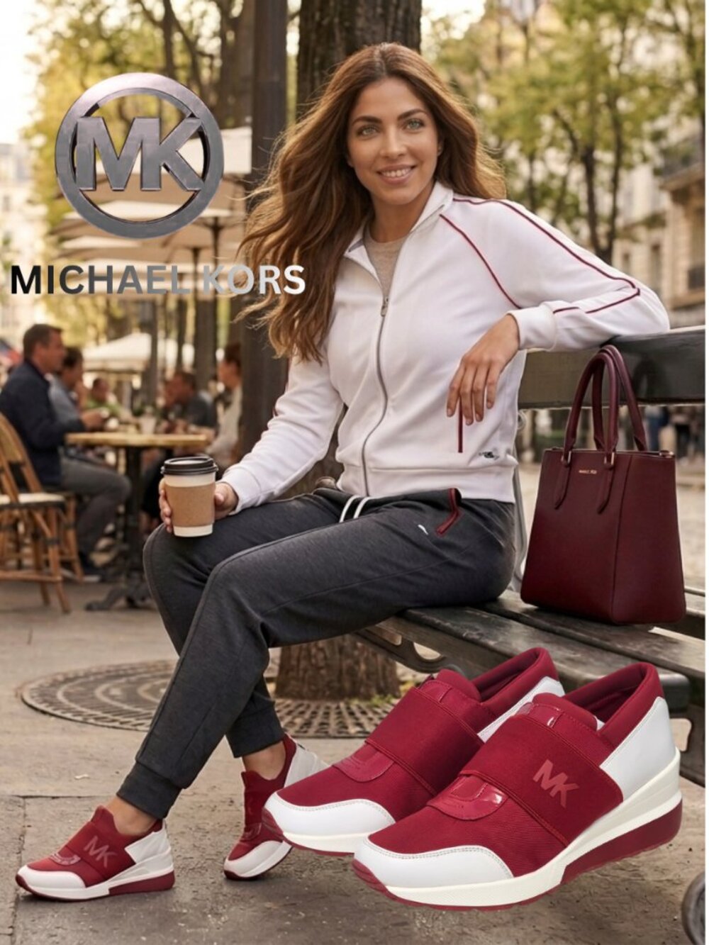 Women's Michael Kors trainer shoes sneaker new red and white